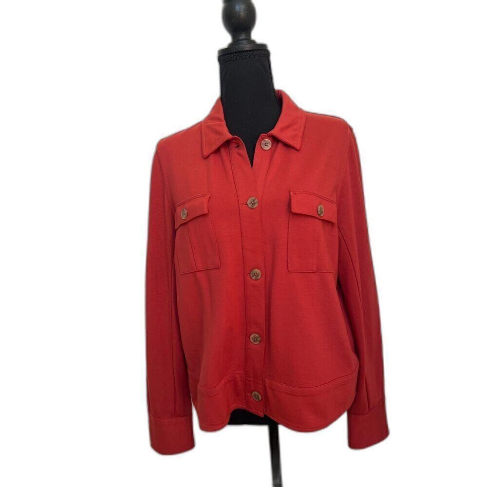 J.Jill Women's Wearever Button Front Jacket‎ Rust Size Medium Classic Causal